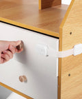 12 Pcs White ABS Cabinet Locks For Kidproofing Drawers And Appliances With Easy Install And Reliable Security Plus Adjustable Furniture Straps For Home Safety on wooden cabinet