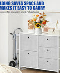 2 In 1 Convertible Hand Truck With 1000 Lbs Capacity, Heavy Duty Platform Cart Dolly For Home And Warehouse Moving, Non Slip Handle And Wheels, Foldable Design, Durable Steel Frame, Easy Switch Between Two Wheel And Four Wheel Modes, folded beside storage cabinet