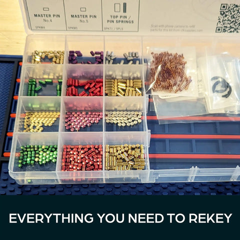 Pro Grade Rekey Kit With 50 Master Pins 50 Bottom Pins And 50 Top Pins And 50 Springs In Seal Tight Plastic Box