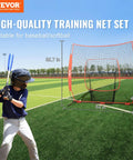 Child using 7x7 Ft Baseball And Softball Practice Net Portable Training Net For Hitting Batting Catching And Pitching Backstop