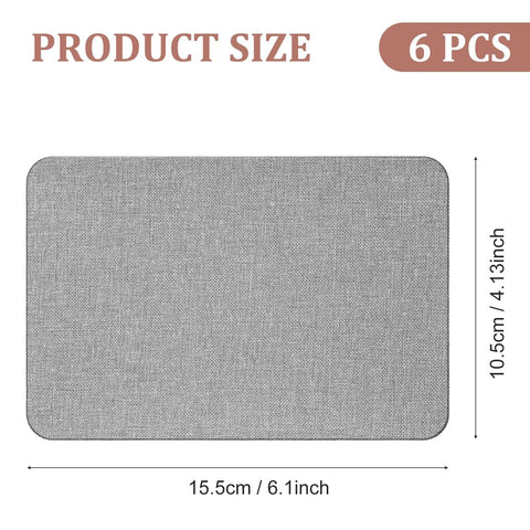 Self Adhesive Fabric Couch Repair Patches Kit 4x6 Inches Linen Mending Tape 6 gray patches with size dimensions