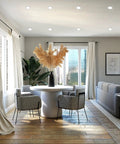 Modern living room with 12 Pack 5-Inch LED Recessed Lights With Junction Box, 5CCT Selectable 2700K-5000K, ceiling view