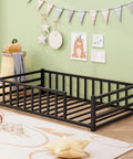Toddler Floor Bed With Guardrails And Door Kid Friendly Twin Size Montessori Bed For Two To Five Year Olds Low Profile