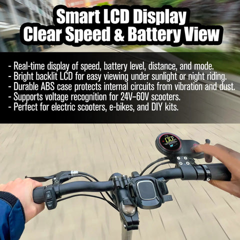 Electric Scooter Throttle With LCD Display 36 To 60V Panel Dope Power Mode And Speed Gear Compatible With Zero 8 9 10 8X 10X QS S4 Controller Twist Throttler 6 Pin Kit Display Parts
