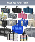 8 Pack Extra Large Moving Bags With Zippers And Carrying Handles, Heavy Duty Waterproof Storage Bags assortment