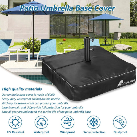 Heavy Duty 600D Waterproof Anti UV Outdoor Square Umbrella Base Cover Fits Patio Stand Up To 30 L X 30 W X 6 H Black Cover Only