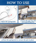 Two Pack Locking Hitch Pins With Anti Lost Rope Ring instruction diagram for secure installation on trailer coupler.