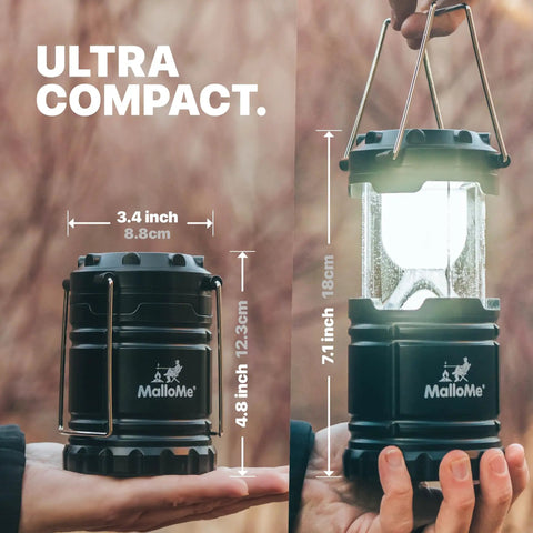 4 Pack Multicolor Camping Lanterns, Ultra Bright LED Tent Lights for Power Outages, compact design in hand, expanded