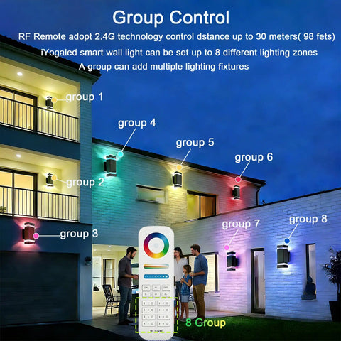 Outdoor Wall Light With RGB Color Changing And Warm White, 1000lm, RGB-CCT, Dual Pack GU10 Smart Bulbs, Mi.Light Remote Included