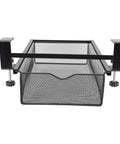 Under Desk Hidden Drawer With No Drilling Mount And Rustproof Metal Build, Slide Out Storage Organizer for Standing Desks, Black Small