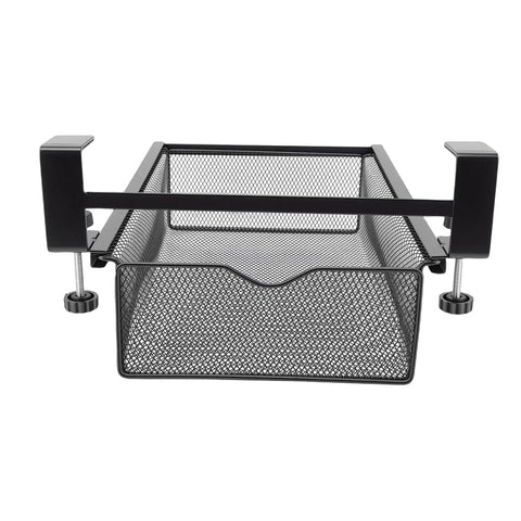 Under Desk Hidden Drawer With No Drilling Mount And Rustproof Metal Build, Slide Out Storage Organizer for Standing Desks, Black Small