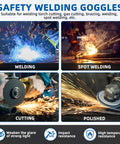 Swappable Dual Lens Welding Glasses ANSI Z87.1 Certified Safety Eyewear in use during welding and cutting tasks.