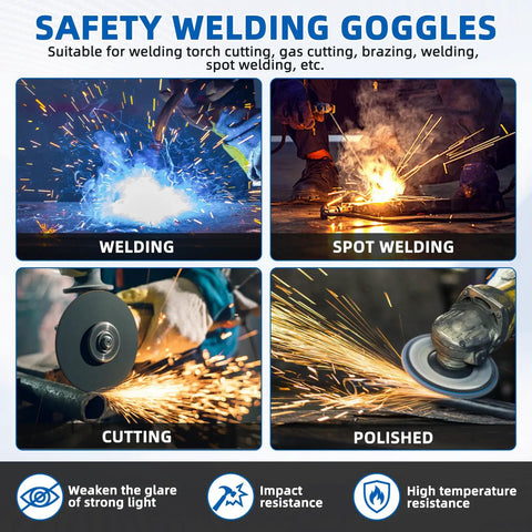 Swappable Dual Lens Welding Glasses ANSI Z87.1 Certified Safety Eyewear in use during welding and cutting tasks.