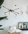 Dope Modern Led Sputnik Ceiling Light 8 Heads Chandelier Black Dimmable Pendant Fixture above a desk plant setup