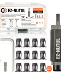 Pro Grade Beefy Jack Nut Installation Tool Set For Thin Metal And Plastic Surfaces Hand Thread Insert Kit With 1 Quarter 20 Nuts 12 Pc Black Includes Step Drill Hex Bit Hex Wrench And Riveter For Easy Durable Installations