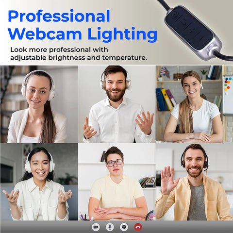 People on video call using Dual Video Conference Lighting Kit For Webcams And Laptops, Bright LED Desk Light for Zoom
