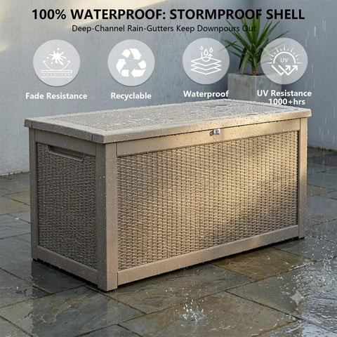 Mega Roomy Waterproof Outdoor Deck Box For Backyard Patio 320 Gallon Massive Weatherproof Garden Stash Holds Couch Cushions And Lawn Tools With Zero Hassle Smooth Space Saving Upgrade