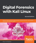 Book cover of 'Digital Forensics with Kali Linux' featuring pink and white floral design.