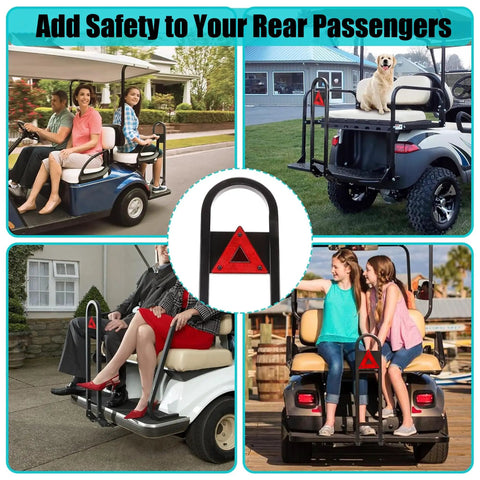 Universal Golf Cart Rear Seat Grab Bar Built Damn Tough For Yamaha Ezgo Club Car Hella Secure Passenger Safety Rail on golf carts with passengers.