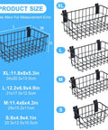 Four Piece Large Slatwall Baskets Set Ventilated Metal Pegboard Baskets for PVC Slatwall Panels with size specifications