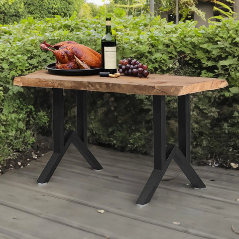 19 Inch Heavy Duty Metal Table Legs Set Of 2 for Industrial Style Coffee Tables with a turkey on a wooden tabletop