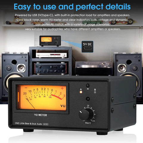Dual Zone Speaker Selector Box And Amplifier Switch With VU Meter And Remote Control For Your Home Stereo Rig displayed on table.