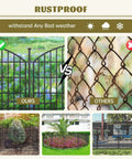 Comparison of No Dig 16 Panel Garden Fence With Gate For Outdoor Pets And Kids Rustproof Metal Garden Edging Border showing rustproof quality.