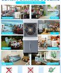 Evaporative Swamp Cooler Portable Air Conditioner With 10 Gallon Detachable Tank Windowless Design in various settings