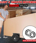 Man using Beefy 8 Inch Panel Dolly Cart For Doors And Slabs in warehouse with solid rubber wheels and steel frame