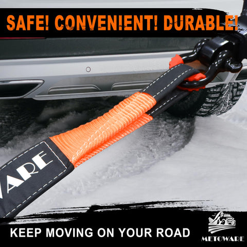 Heavy Duty Tow Strap Recovery Kit With Three Inch By Twenty Foot Strap And 35000 Pound Break Strength in use during towing