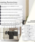 Mounting instructions for Rock Solid Wooden Dog Gate With Walk Through Swing For Indoor Puppy Protection and Pressure Mount Setup.