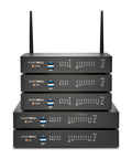 Legit Gen7 Firewall Packs Four Gigabits Per Second And Three Year Advanced Protection Suite showing stacked SonicWall devices.