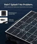 320W Monocrystalline Solar Panels 2 Pack For 12 24V Off Grid Systems showing water resistance and IP68 rating features.