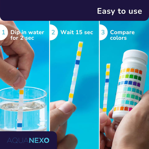 All In One 100 Pack Pool Test Strips 7 In 1 For Pools Spas Paddling Pools Water Tester For PH Chlorine Bromine Alkalinity CYA Total Hardness Chart