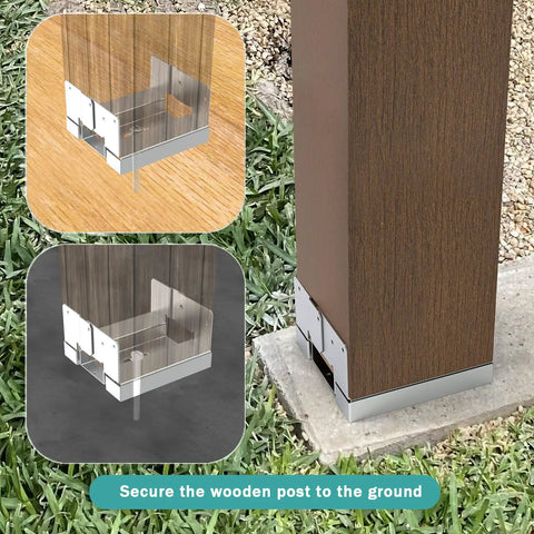 Six Pack 6x6 Post Anchor Base Adjustable Wood Brackets for Concrete Projects, Metal Post Base Holder with 1 Inch Standoff in use