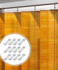12 Piece White Metal Vertical Blind Repair Tabs Heavy Duty Replacement Clips For Window Shades on yellow slats.