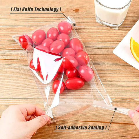 Clear Self Sealing Cookie Bags 5x6 Inch 100 Pack Sweet Gift Packaging For Cookies Treats Candy Party Favors Cellophane Bags With Strong Self Adhesive Closure 1.4 Mil Thick 13x15 Cm