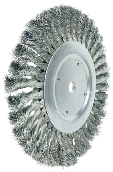 8 Inch Standard Twist Knot Wire Wheel Set for Grinders, Heavy Duty Rust Removal and Paint Prep,.0118 Inch Steel Fill, 5/8 Inch Arbor, close-up