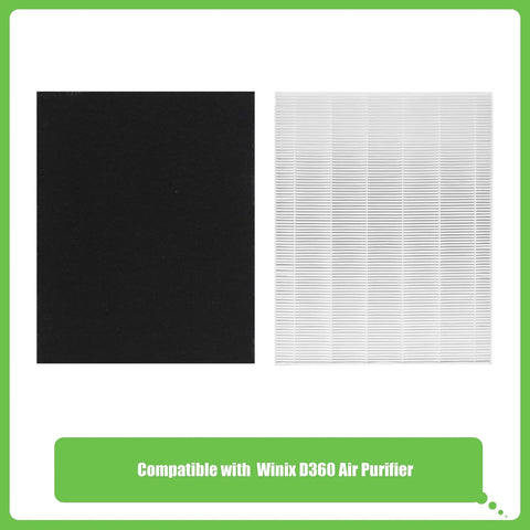 D360 True HEPA Replacement Filter D3 Kit For Winix D360 Air Purifier with H13 and carbon filters Part 1712-0101-02.