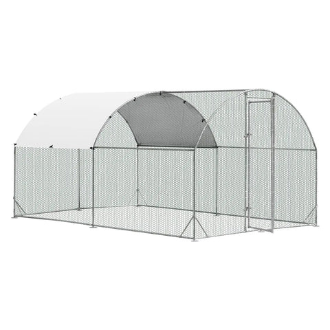 Heavy Duty 12.5 Foot Metal Chicken Coop With Galvanized Walk In Run And Waterproof PE Cover Dome Shaped Poultry Cage