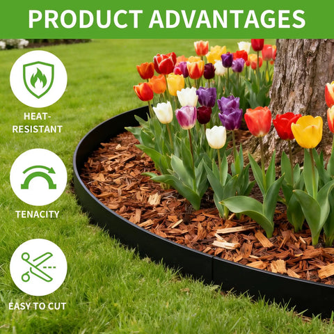 No Dig Garden Edging Border 2 Inches Tall 40 Feet Long Flexible Plastic With 40 Stakes For Gardens Lawns Landscaping And Flowerbeds Easy Install Keeps Bed Edges Neat And Polished Without Digging around colorful tulips.