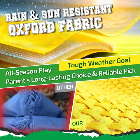 Close-up of rain and sun resistant Oxford fabric used in Portable Soccer Goal Set 7x5 Ft Plus 5x3 Point 6 Ft For Youth Practice.
