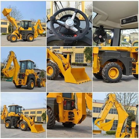 Heavy Duty 4X4 Backhoe Loader With Front Loader And Rear Excavator Arm 2.2m Digging Depth Multi Function Attachments Customizable Configuration