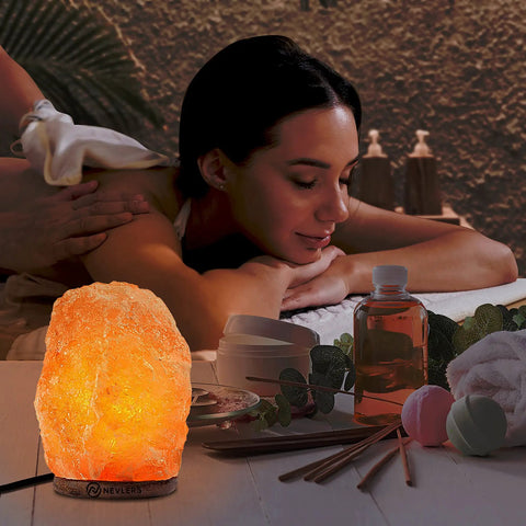 Relaxing ambience with Two Pack Pink Himalayan Salt Lamps With Dimmer Cord And Bulb, 6 to 8 inch tall rock salt lamps on wood base