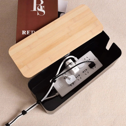Open Wooden Style Large Cable Management Box For Hiding Wires And Power Strips, Desk And Computer Cord Organizer, Safe ABS Material