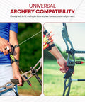 Arrow Laser Sight for Bow and Crossbow, Tactical Archery Red Dot Bore Sight attached to compound bow in outdoor setting.