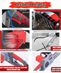 Detailed display of Beefy Heavy Duty Concrete Chain Saw Handheld Wall Cutter with safety switch, mud prevention, and multi-angle features.