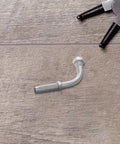 Upgrade Your Ride With This Badass Adjustable Aluminum Clutch Cable Adjuster Screw 90 Degree Setup in silver on wood surface.