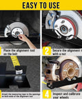 Installation steps for Beefy Steel Toe Alignment Tool For Wheel Angles, Pro-Grade Wheel Alignment Kit on vehicle wheels