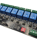 8 Channel I2C Relay Board With USB C Dual Power 3V3 And 5V SPDT 10A EMR DIN Rail Ready visible on white background